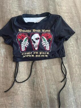 ROMWE White and Black Swim too with Pink Logo Tag